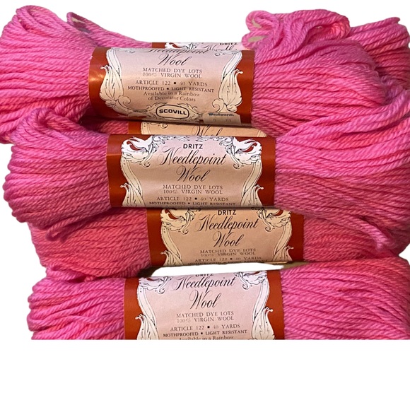 Shocking Pink VTG NOS Scovill Dritz Luxury 100% Virgin Wool Needlepoint 40 yards - Picture 2 of 5